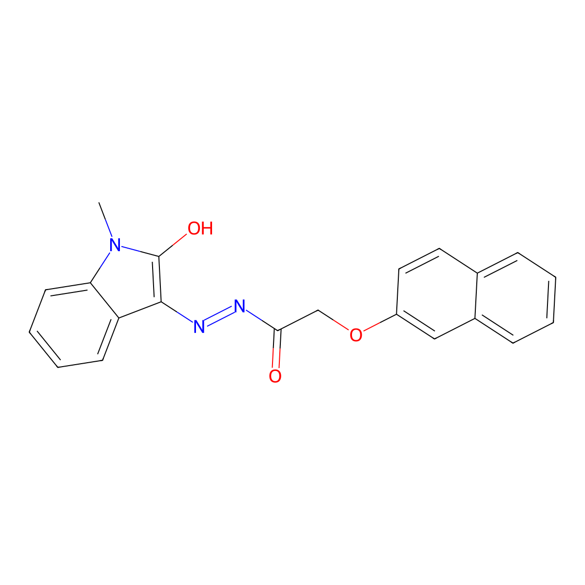N'-(1-Methyl-2-oxoindolin-3-ylidene)-2-(naphthalen-2-yloxy)acetohydrazide molecular structure, CAS 329917-72-8