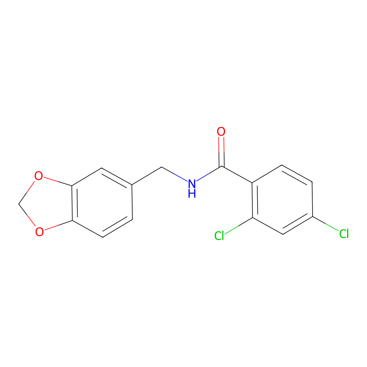 N-(1,3-benzodioxol-5-ylmethyl)-2,4-dichlorobenzamide molecular structure, CAS 329919-52-0