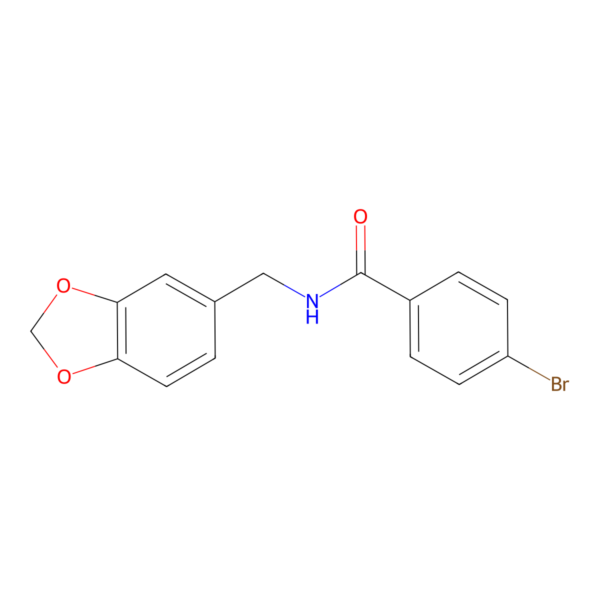 N-(1,3-Benzodioxol-5-ylmethyl)-4-bromobenzamide molecular structure, CAS 329919-68-8