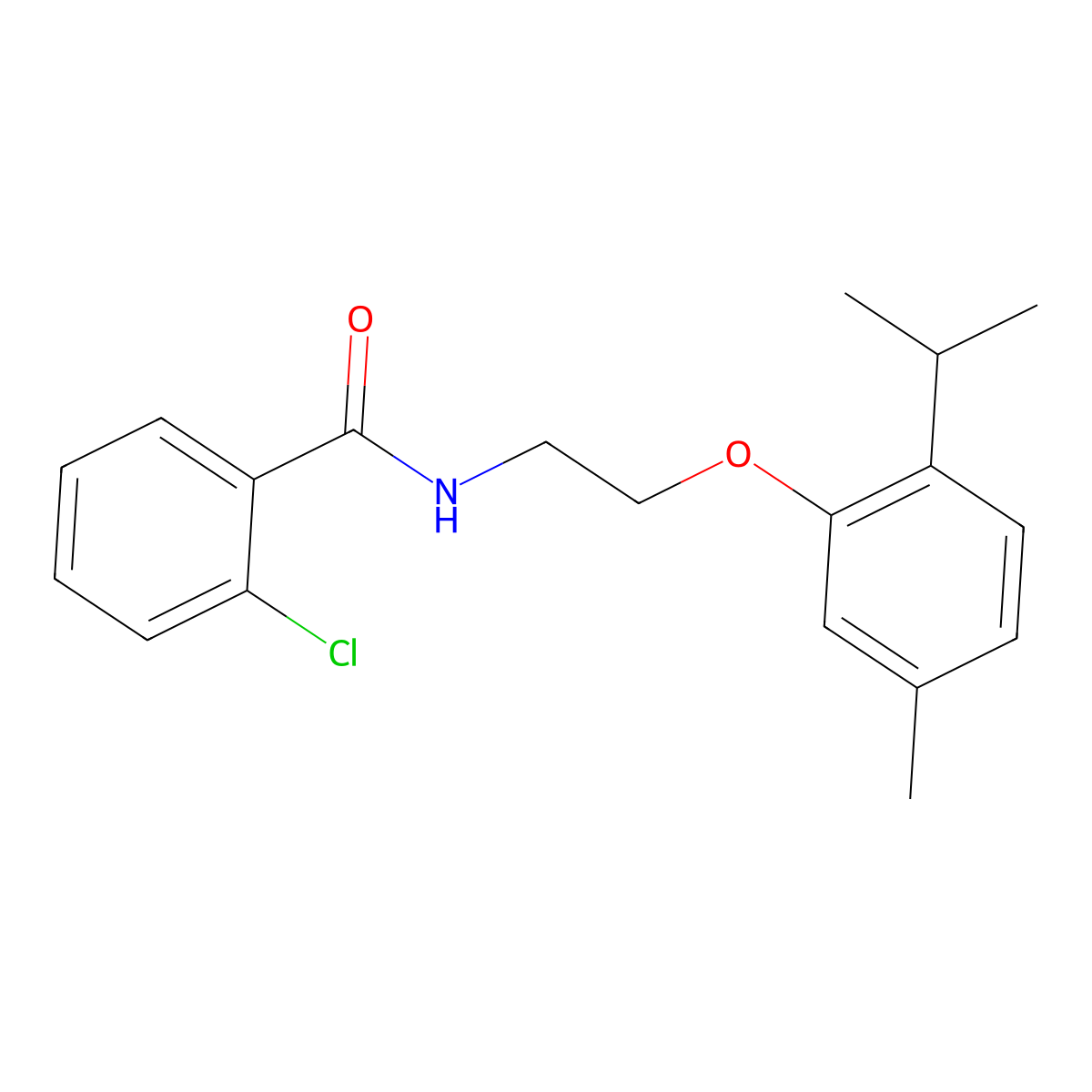 2-chloro-N-[2-(5-methyl-2-propan-2-ylphenoxy)ethyl]benzamide molecular structure, CAS 329919-73-5