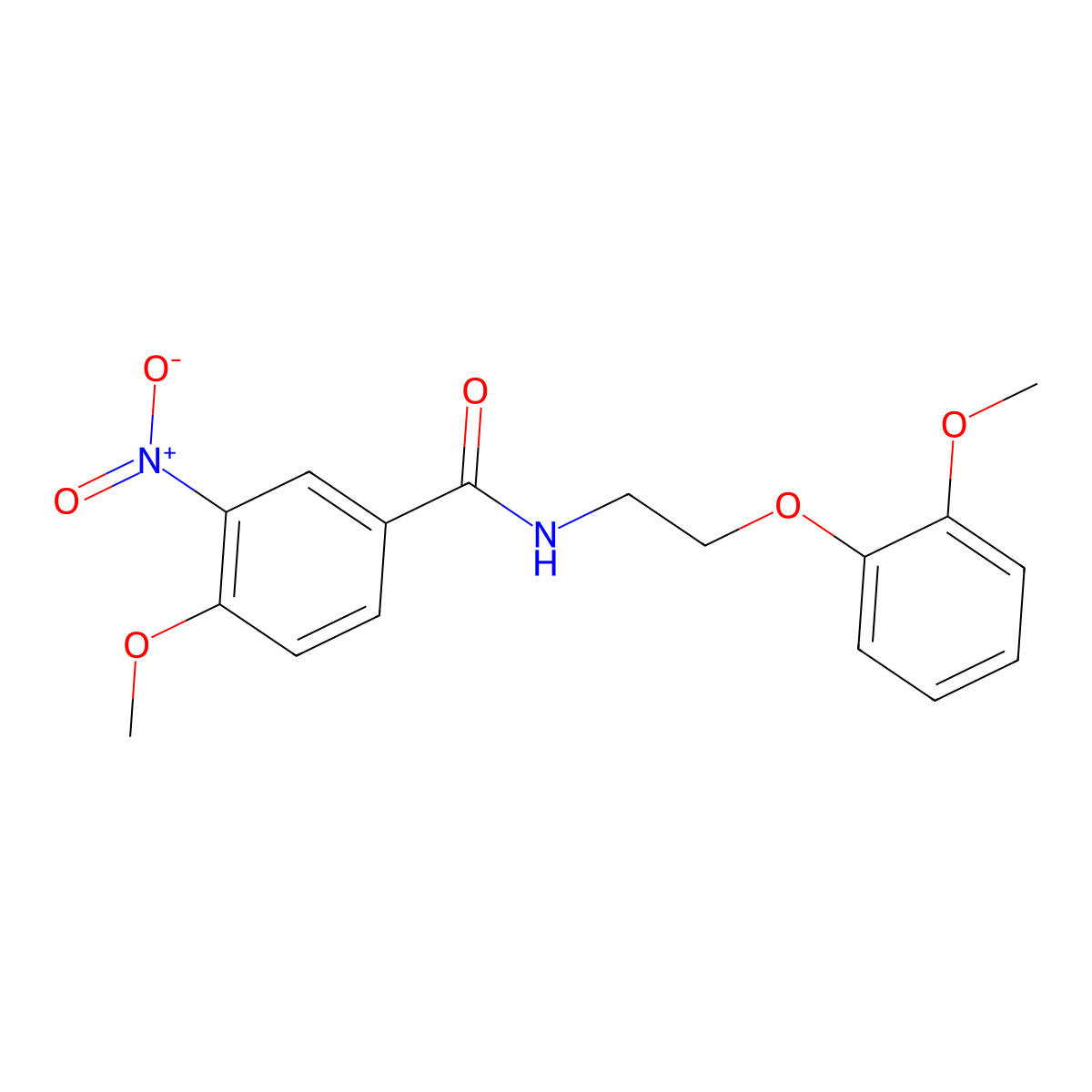 4-methoxy-N-[2-(2-methoxyphenoxy)ethyl]-3-nitrobenzamide molecular structure, CAS 329919-82-6