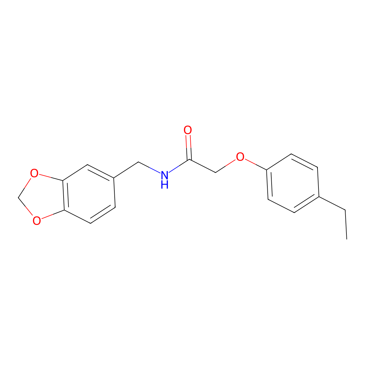 N-(1,3-benzodioxol-5-ylmethyl)-2-(4-ethylphenoxy)acetamide molecular structure, CAS 329919-96-2