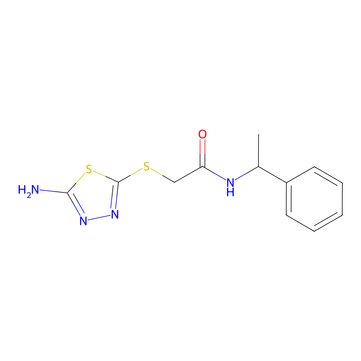 2-[(5-amino-1,3,4-thiadiazol-2-yl)thio]-N-(1-phenylethyl)acetamide molecular structure, CAS 329921-13-3
