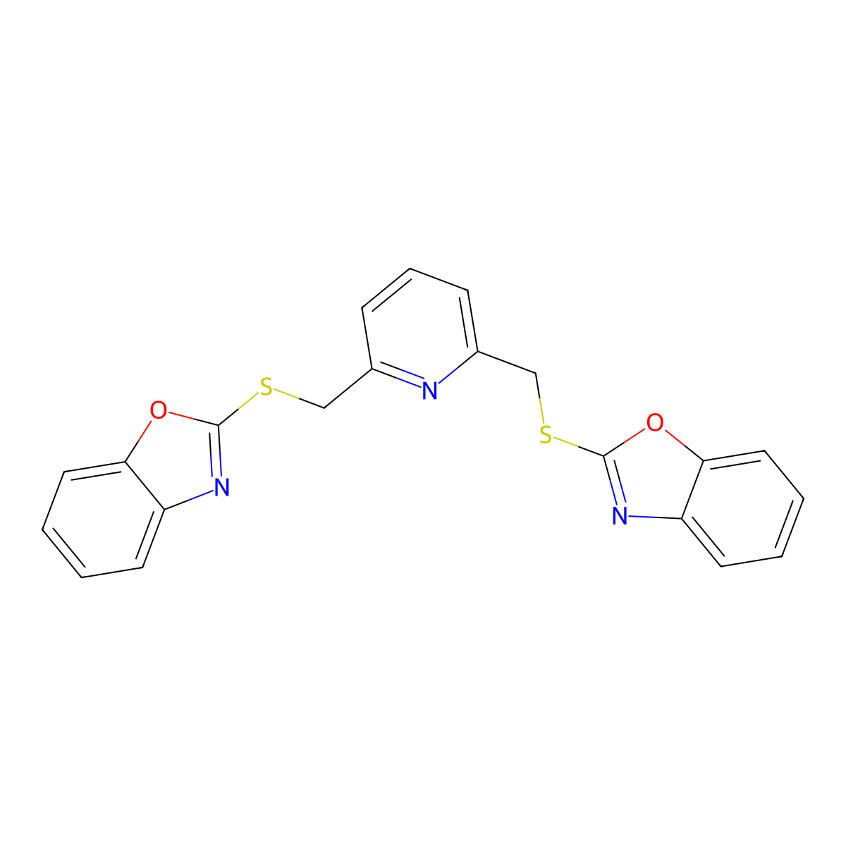 2-[[6-(1,3-Benzoxazol-2-ylsulfanylmethyl)pyridin-2-yl]methylsulfanyl]-1,3-benzoxazole molecular structure, CAS 329921-16-6