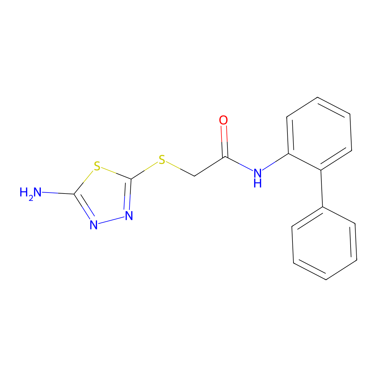 N-([1,1'-Biphenyl]-2-yl)-2-((5-amino-1,3,4-thiadiazol-2-yl)thio)acetamide molecular structure, CAS 329921-18-8
