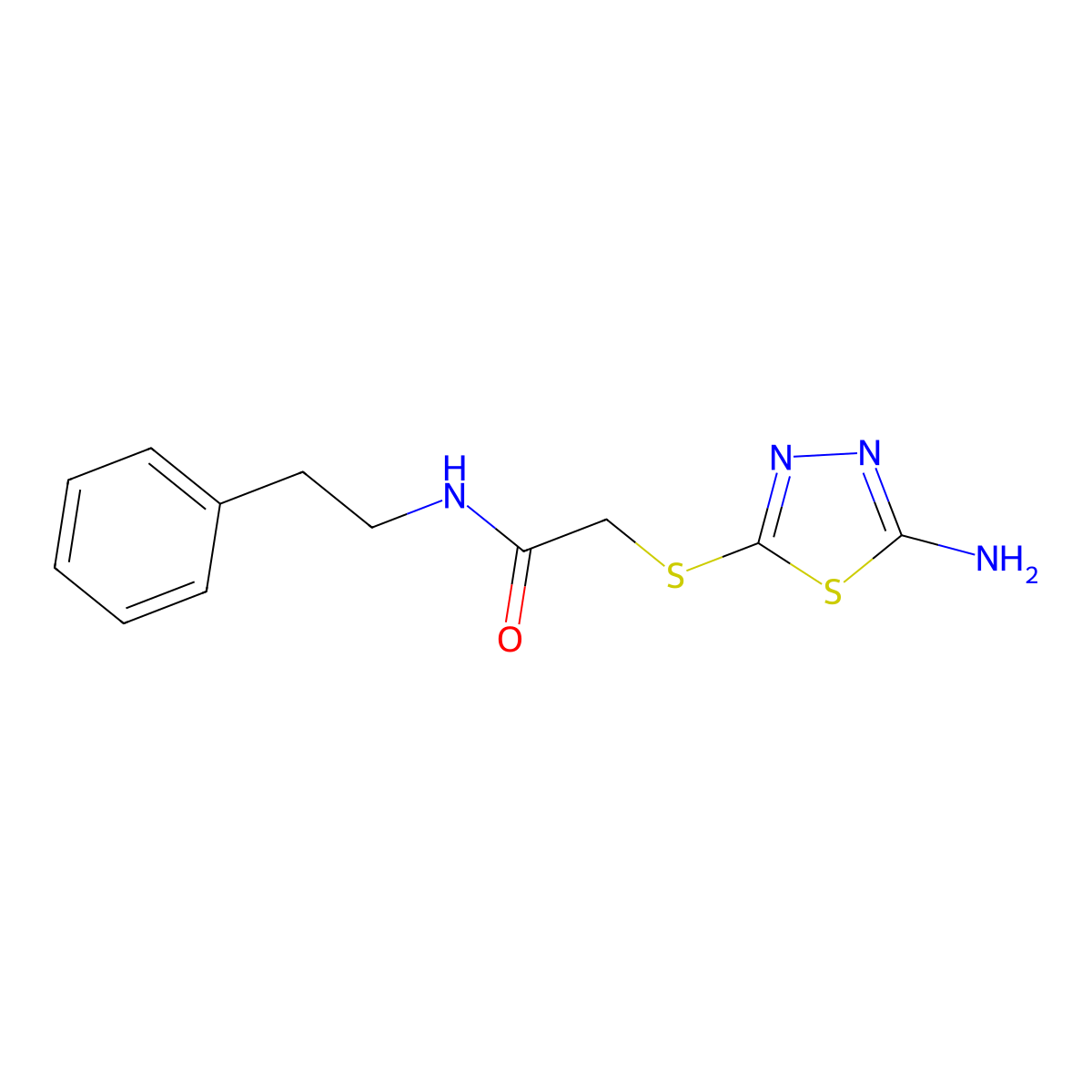 2-[(5-Amino-1,3,4-thiadiazol-2-yl)sulfanyl]-N-(2-phenylethyl)acetamide molecular structure, CAS 329921-20-2