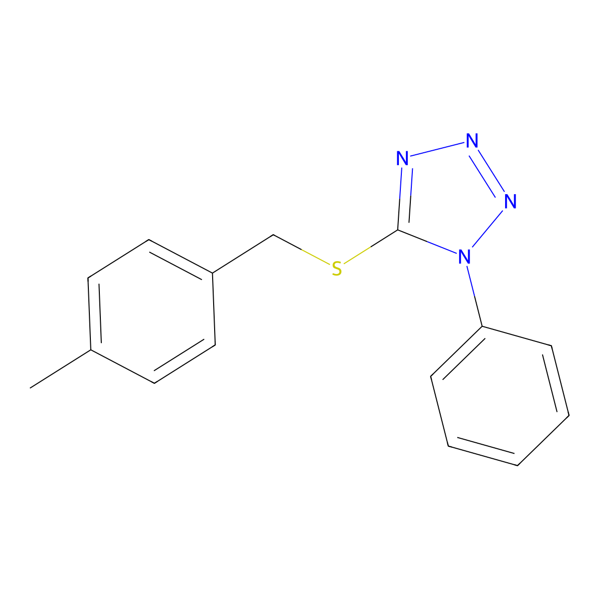5-[(4-Methylphenyl)methylsulfanyl]-1-phenyltetrazole molecular structure, CAS 329921-25-7