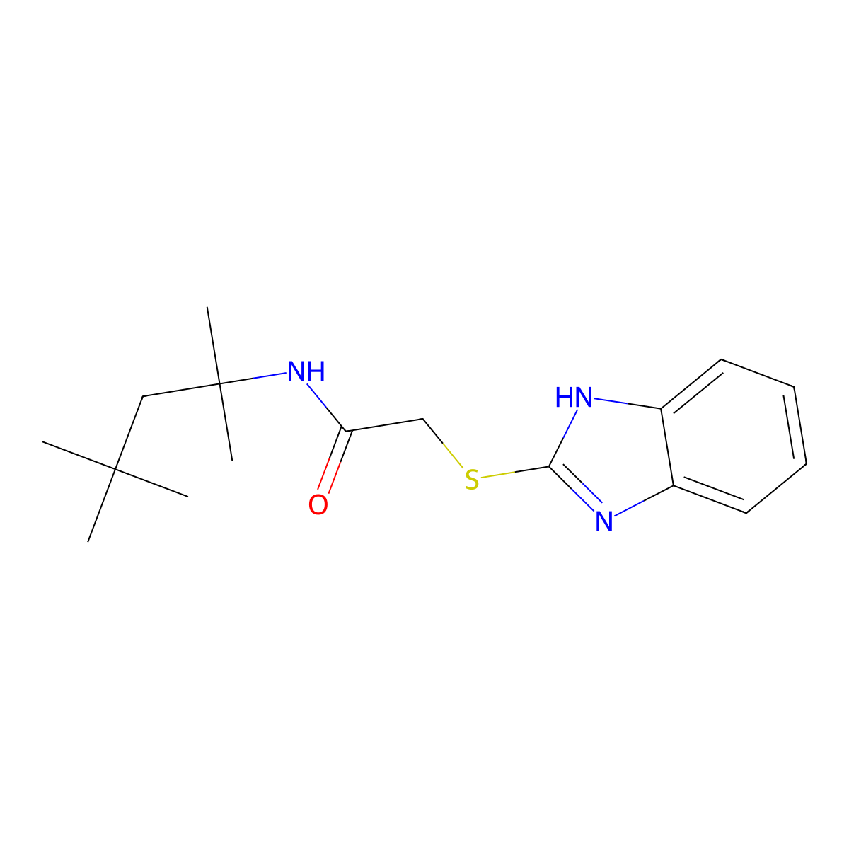 2-(1H-benzimidazol-2-ylsulfanyl)-N-(2,4,4-trimethylpentan-2-yl)acetamide molecular structure, CAS 329921-30-4