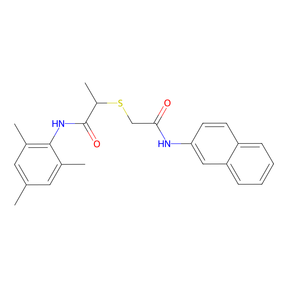 2-[2-(naphthalen-2-ylamino)-2-oxoethyl]sulfanyl-N-(2,4,6-trimethylphenyl)propanamide molecular structure, CAS 329921-32-6