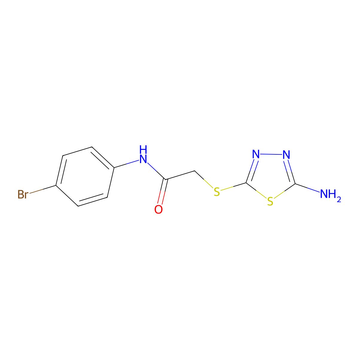 2-[(5-amino-1,3,4-thiadiazol-2-yl)sulfanyl]-N-(4-bromophenyl)acetamide molecular structure, CAS 329921-68-8