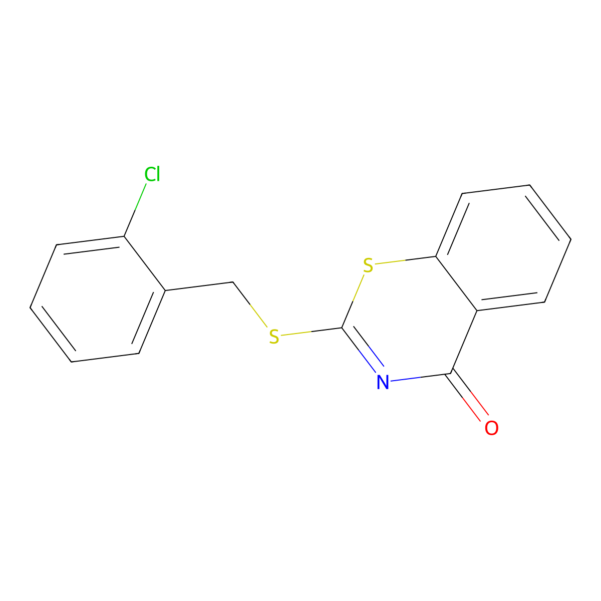 2-[(2-Chlorophenyl)methylsulfanyl]-1,3-benzothiazin-4-one molecular structure, CAS 329921-70-2