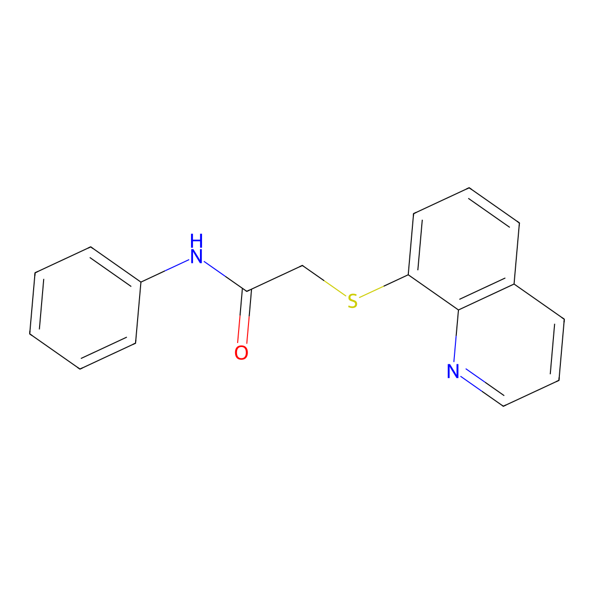 N-phenyl-2-quinolin-8-ylsulfanylacetamide molecular structure, CAS 329921-74-6