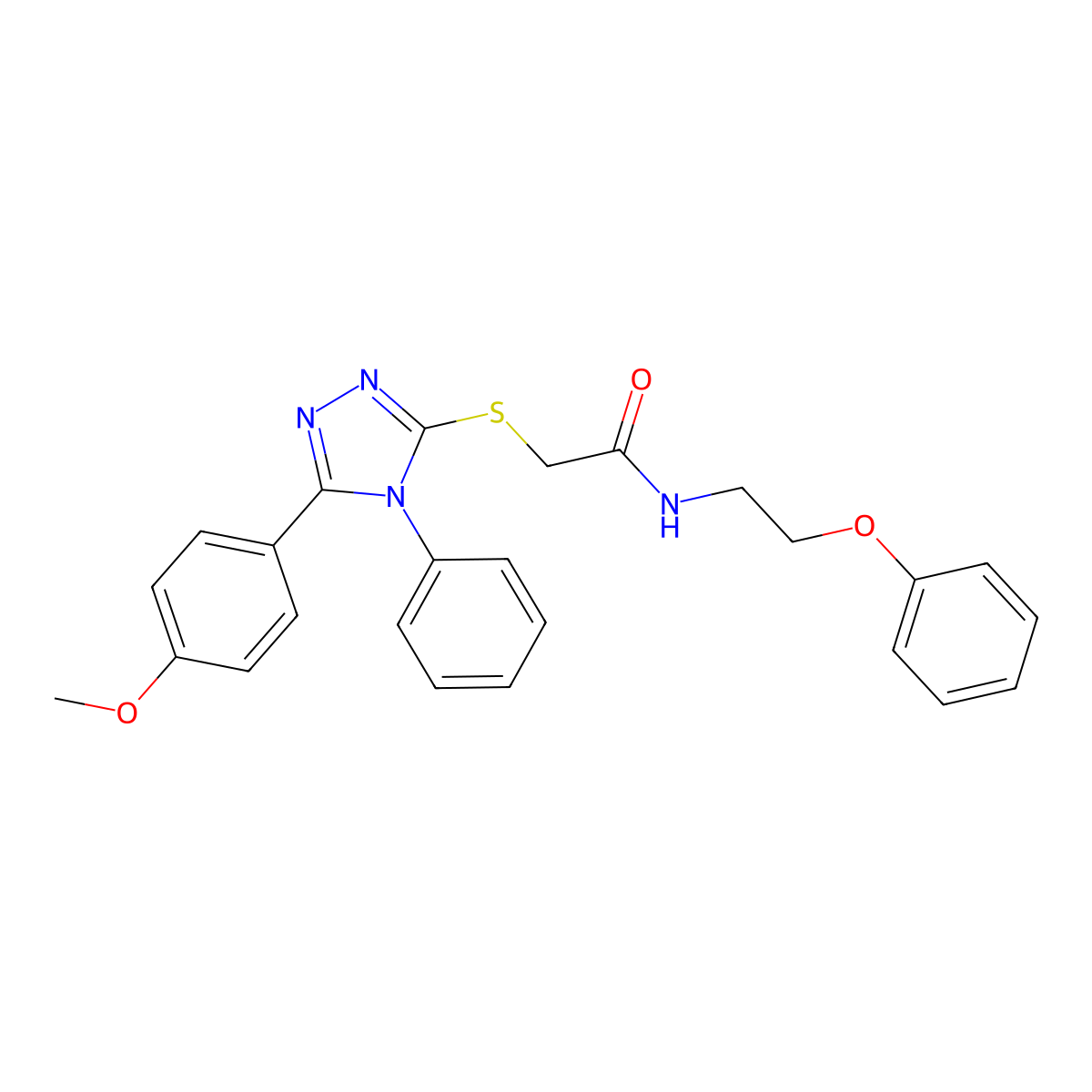 2-{[5-(4-methoxyphenyl)-4-phenyl-4H-1,2,4-triazol-3-yl]sulfanyl}-N-(2-phenoxyethyl)acetamide molecular structure, CAS 329921-77-9