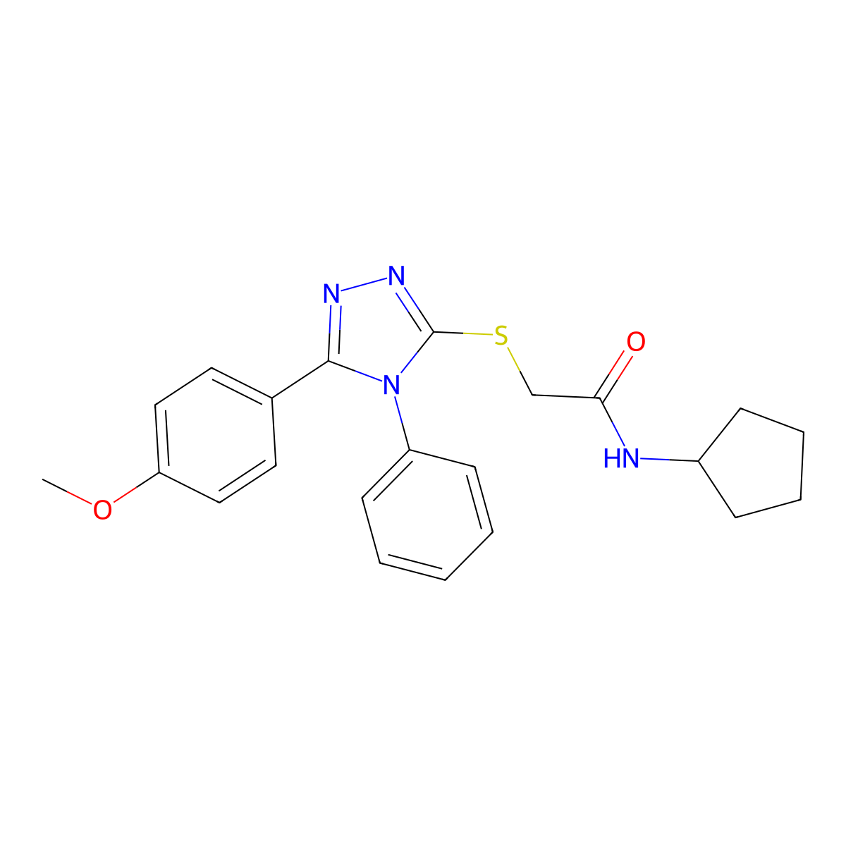 N-cyclopentyl-2-[[5-(4-methoxyphenyl)-4-phenyl-1,2,4-triazol-3-yl]sulfanyl]acetamide molecular structure, CAS 329921-78-0