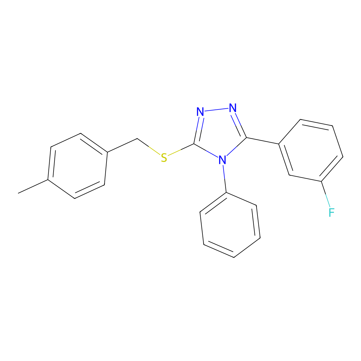 3-(3-Fluorophenyl)-5-[(4-methylphenyl)methylsulfanyl]-4-phenyl-1,2,4-triazole molecular structure, CAS 329921-83-7