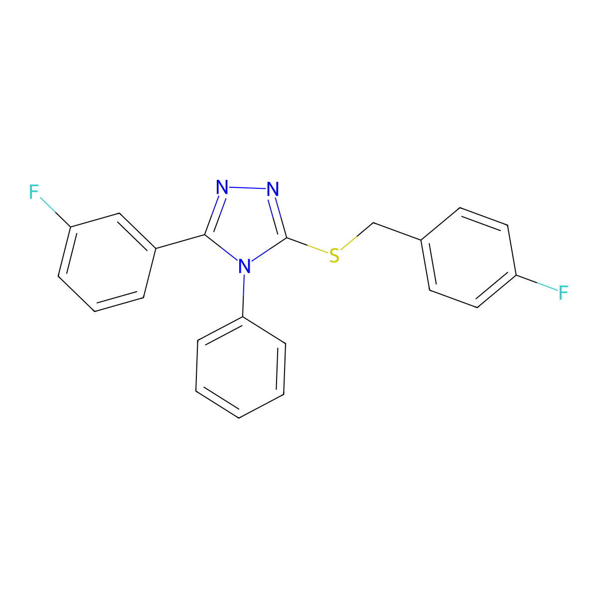 3-(3-Fluorophenyl)-5-[(4-fluorophenyl)methylsulfanyl]-4-phenyl-1,2,4-triazole molecular structure, CAS 329921-85-9