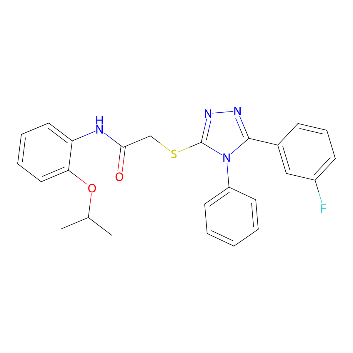 2-{[5-(3-fluorophenyl)-4-phenyl-4H-1,2,4-triazol-3-yl]sulfanyl}-N-[2-(propan-2-yloxy)phenyl]acetamide molecular structure, CAS 329921-89-3