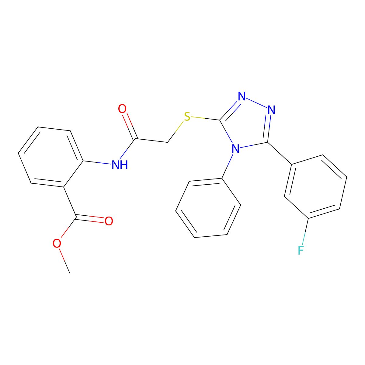 methyl 2-[({[5-(3-fluorophenyl)-4-phenyl-4H-1,2,4-triazol-3-yl]sulfanyl}acetyl)amino]benzoate molecular structure, CAS 329921-90-6