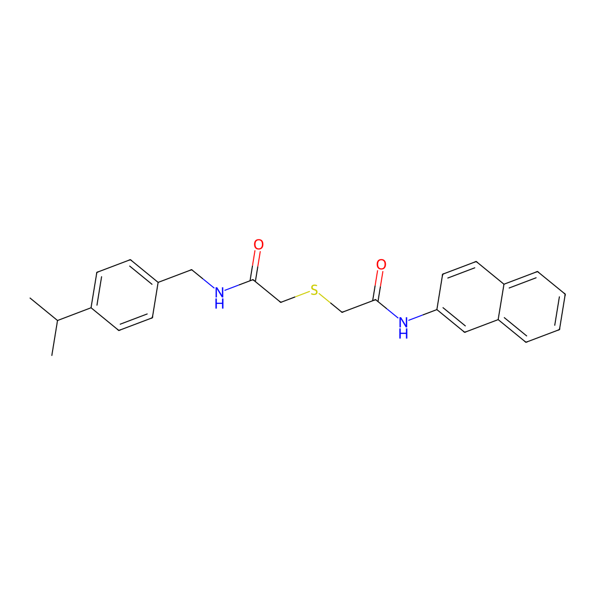 2-[2-(naphthalen-2-ylamino)-2-oxoethyl]sulfanyl-N-[(4-propan-2-ylphenyl)methyl]acetamide molecular structure, CAS 329921-95-1