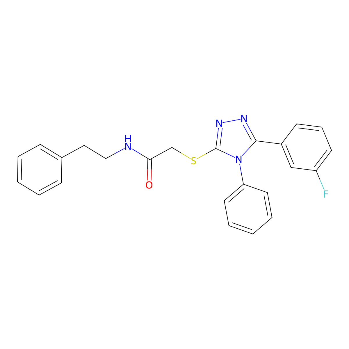 2-{[5-(3-fluorophenyl)-4-phenyl-4H-1,2,4-triazol-3-yl]sulfanyl}-N-(2-phenylethyl)acetamide molecular structure, CAS 329921-98-4