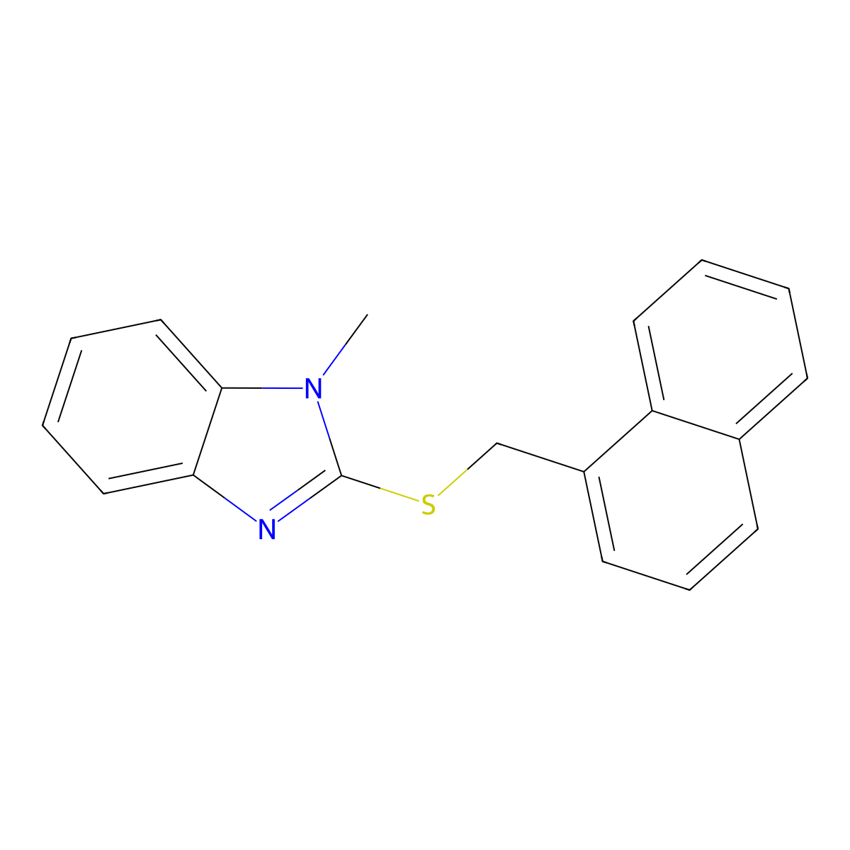 1-Methyl-2-(naphthalen-1-ylmethylsulfanyl)benzimidazole molecular structure, CAS 329922-15-8