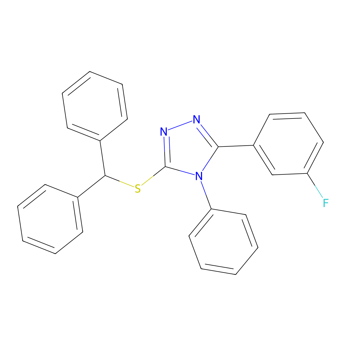 3-Benzhydrylsulfanyl-5-(3-fluorophenyl)-4-phenyl-1,2,4-triazole molecular structure, CAS 329922-17-0