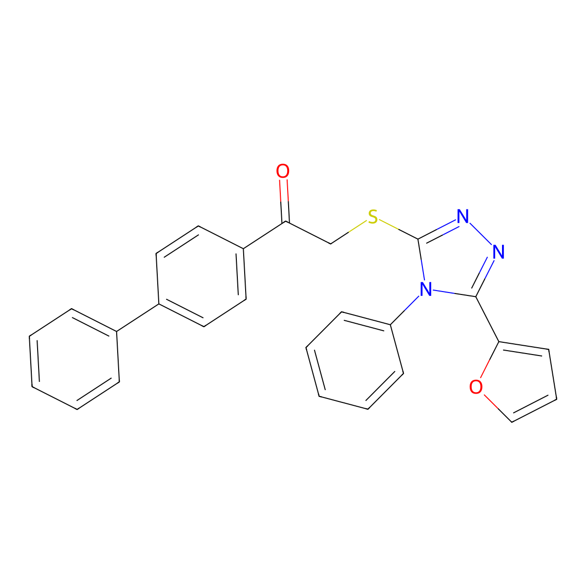 2-[[5-(Furan-2-yl)-4-phenyl-1,2,4-triazol-3-yl]sulfanyl]-1-(4-phenylphenyl)ethanone molecular structure, CAS 329922-20-5