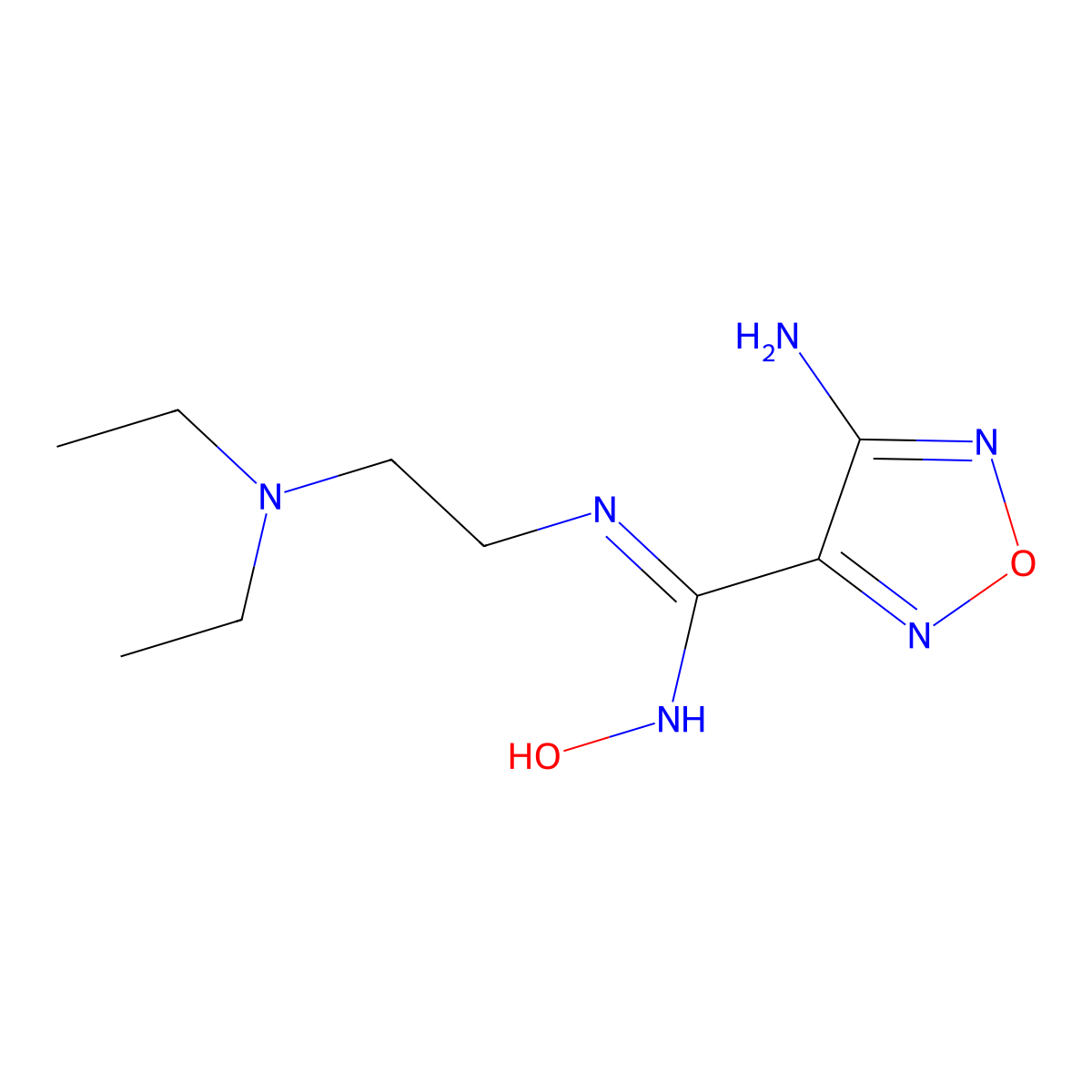 (2-{[(4-Amino(1,2,5-oxadiazol-3-yl))(hydroxyimino)methyl]amino}ethyl)diethylam ine molecular structure, CAS 329922-38-5