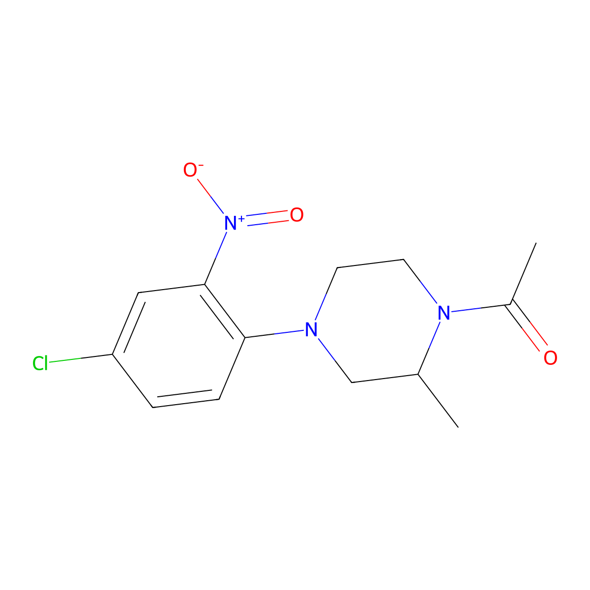 1-[4-(4-Chloro-2-nitrophenyl)-2-methylpiperazin-1-yl]ethanone molecular structure, CAS 329922-76-1