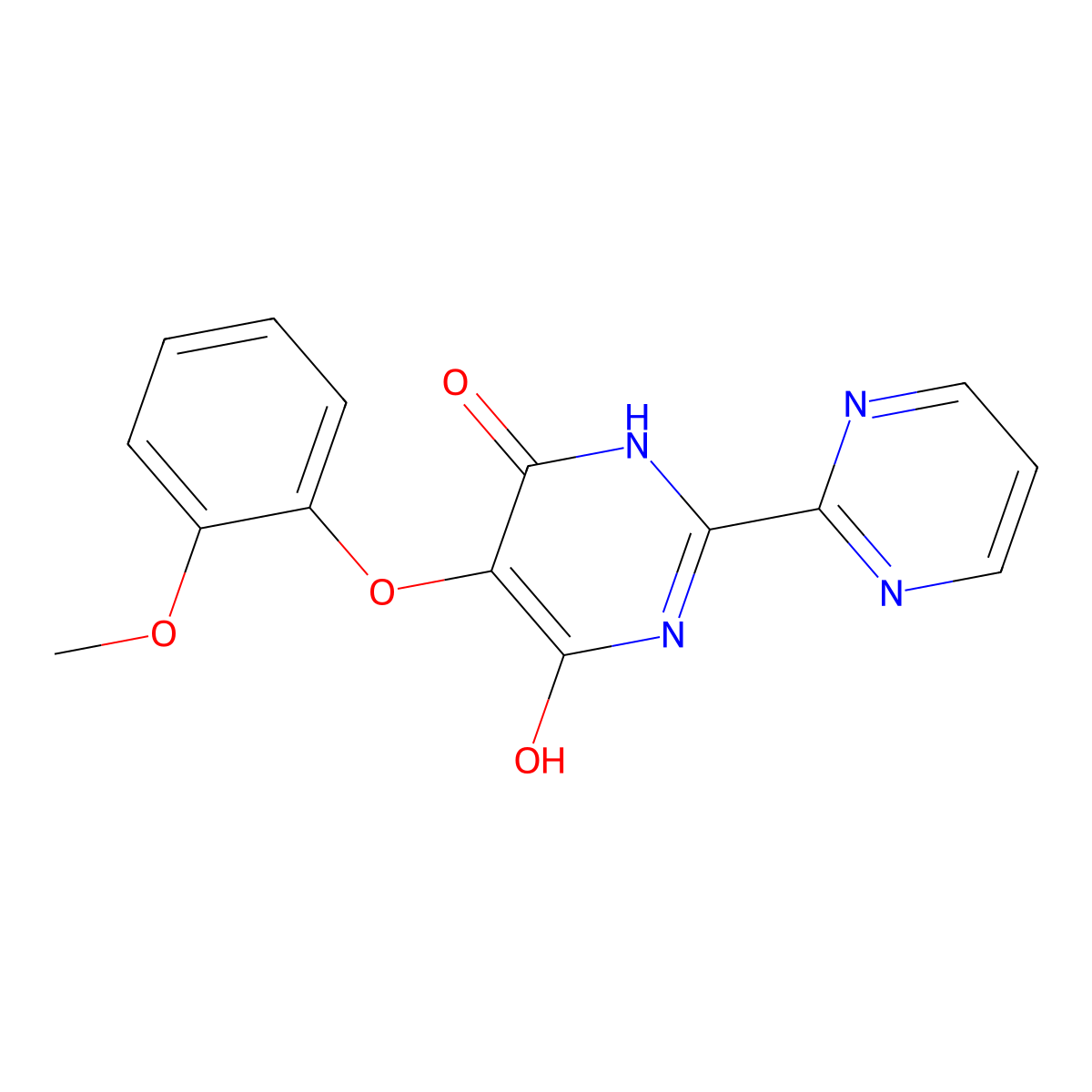 4,6-Dihydroxy-5-(o-methoxyphenoxy)-2,2'-bipyrimidine molecular structure, CAS 329923-15-1