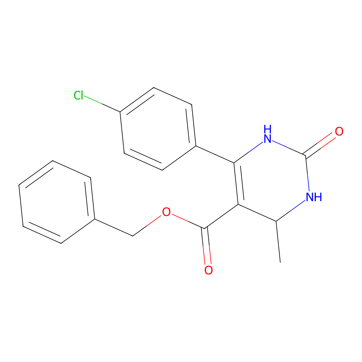 Phenylmethyl 6-(4-chlorophenyl)-1,2,3,4-tetrahydro-4-methyl-2-oxo-5-pyrimidinecarboxylate molecular structure, CAS 329923-16-2