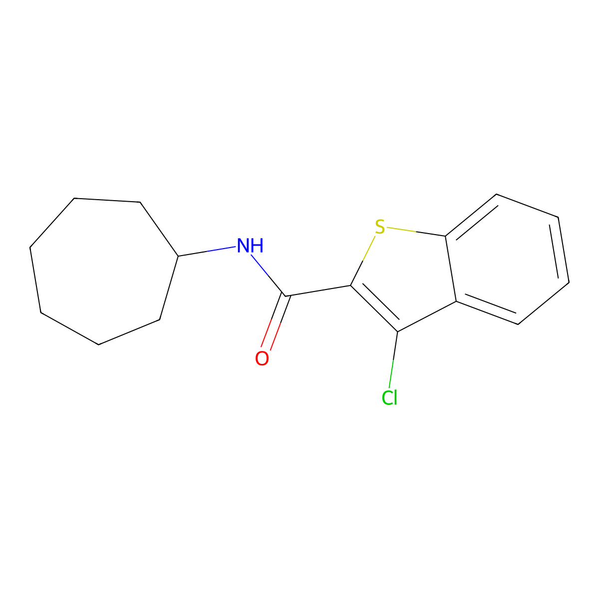 3-chloro-N-cycloheptyl-1-benzothiophene-2-carboxamide molecular structure, CAS 329923-58-2