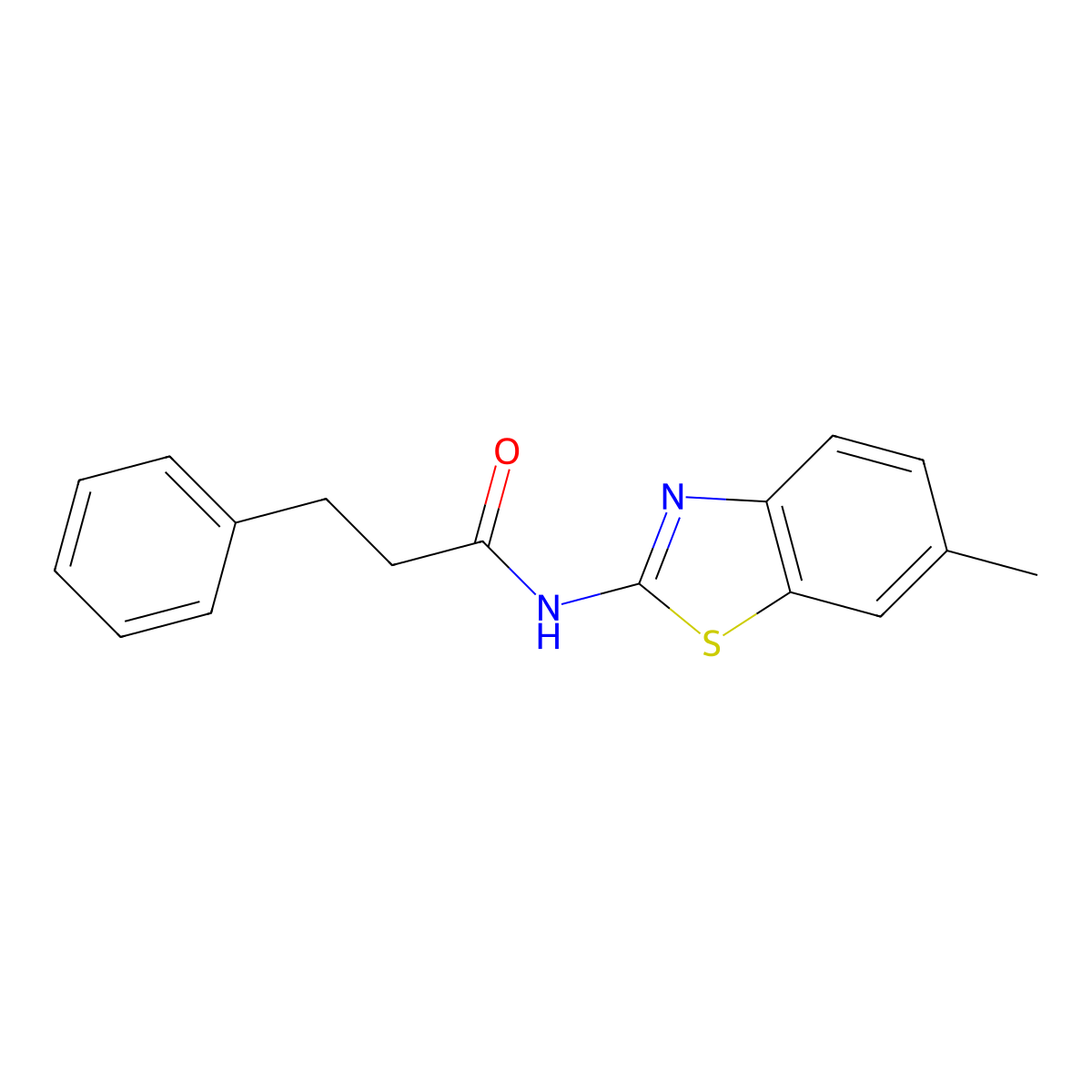 N-(6-methyl-1,3-benzothiazol-2-yl)-3-phenylpropanamide molecular structure, CAS 329923-66-2