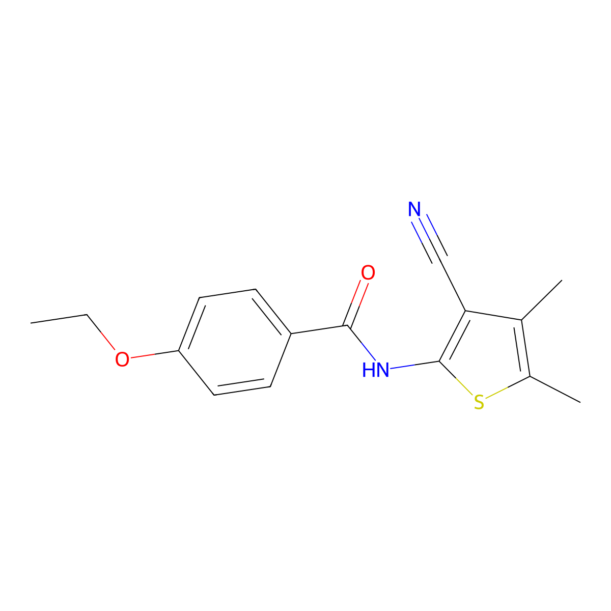 N-(3-cyano-4,5-dimethylthiophen-2-yl)-4-ethoxybenzamide molecular structure, CAS 329923-73-1