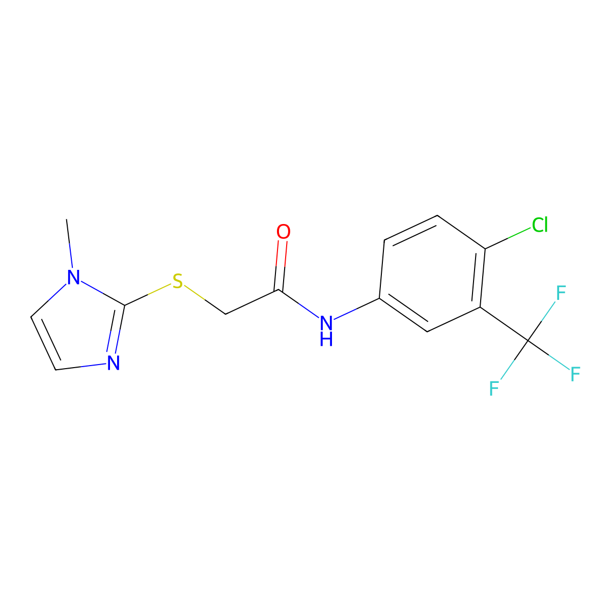 N-[4-chloro-3-(trifluoromethyl)phenyl]-2-[(1-methyl-1H-imidazol-2-yl)sulfanyl]acetamide molecular structure, CAS 329928-99-6