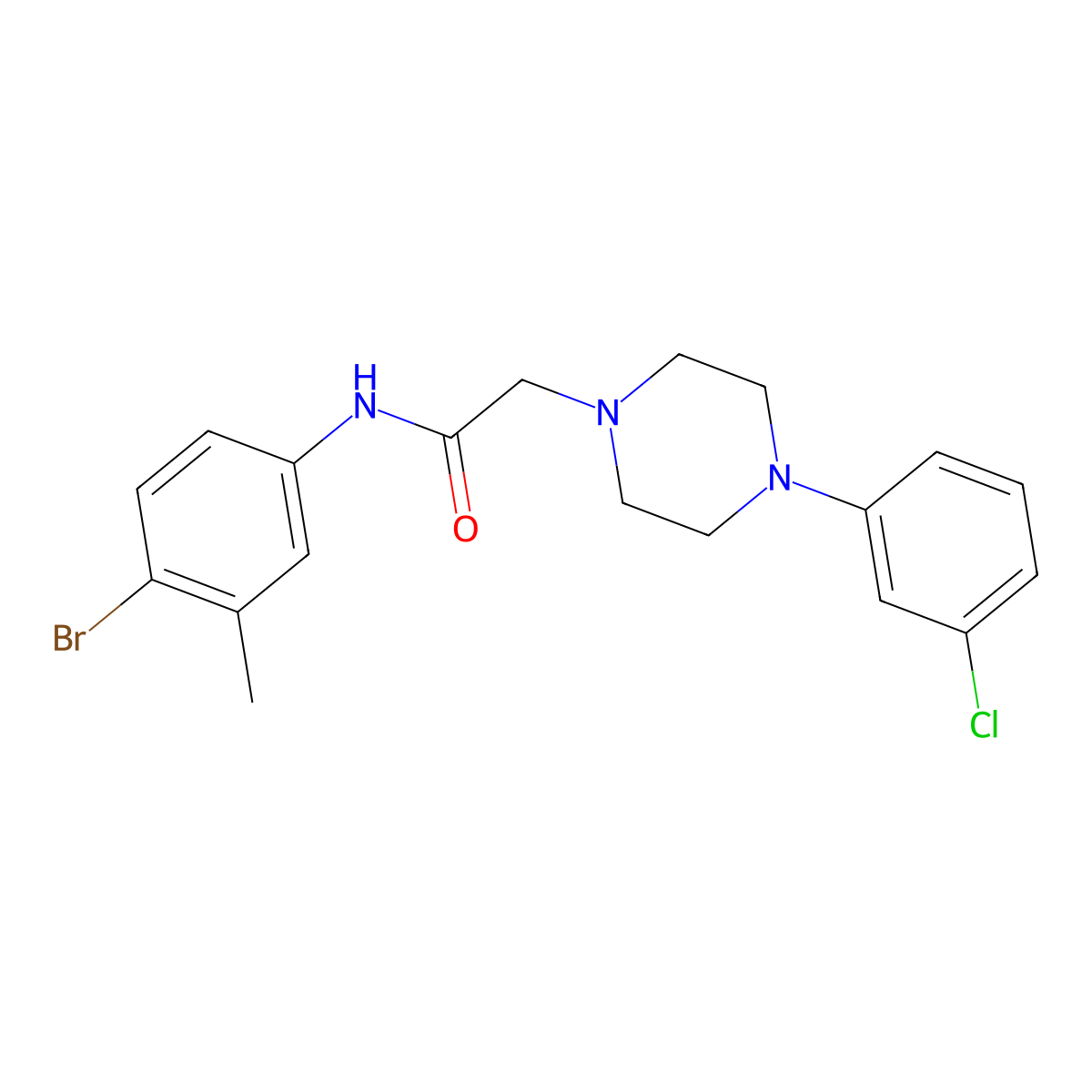 N-(4-bromo-3-methylphenyl)-2-[4-(3-chlorophenyl)piperazin-1-yl]acetamide molecular structure, CAS 329929-19-3