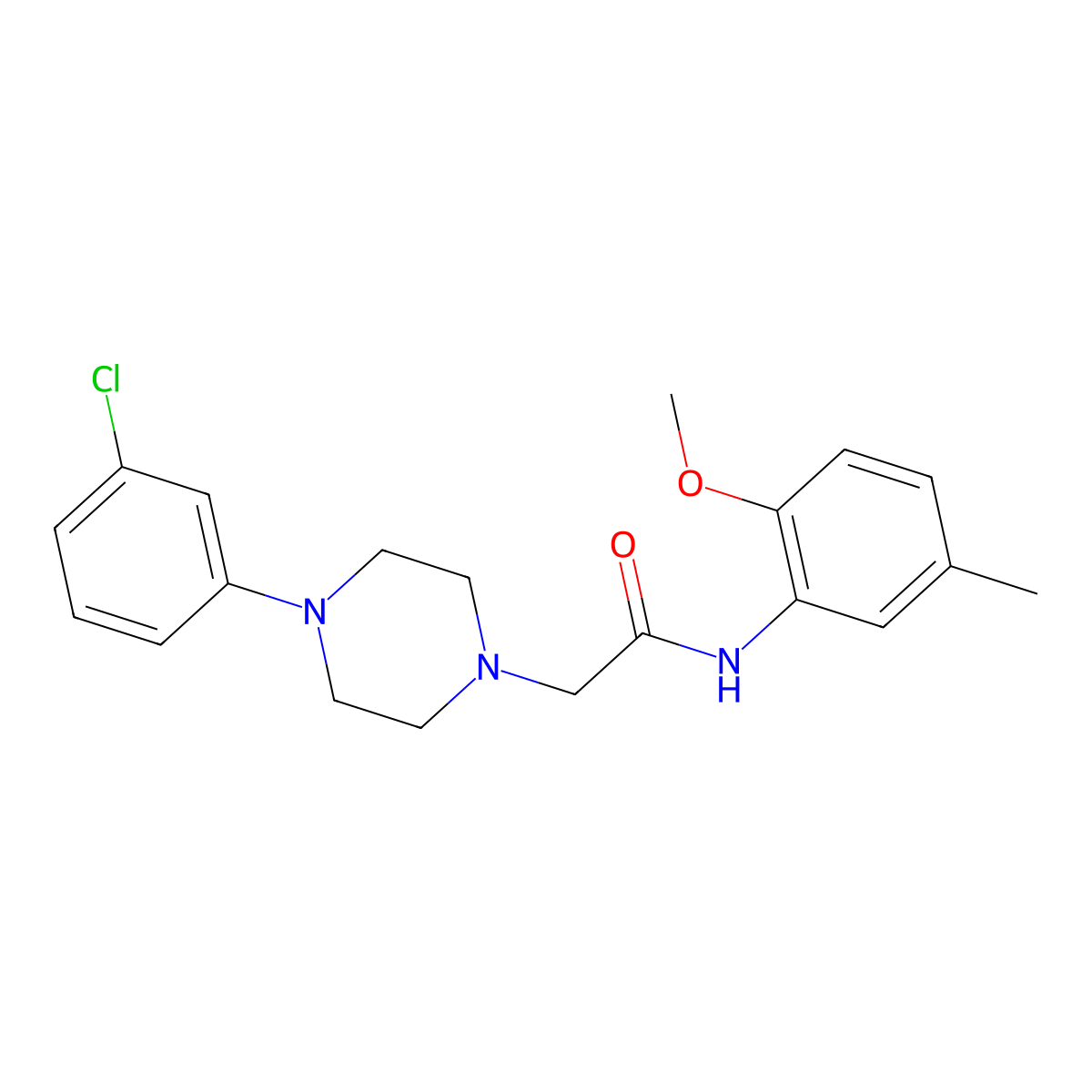 2-[4-(3-chlorophenyl)piperazin-1-yl]-N-(2-methoxy-5-methylphenyl)acetamide molecular structure, CAS 329929-21-7