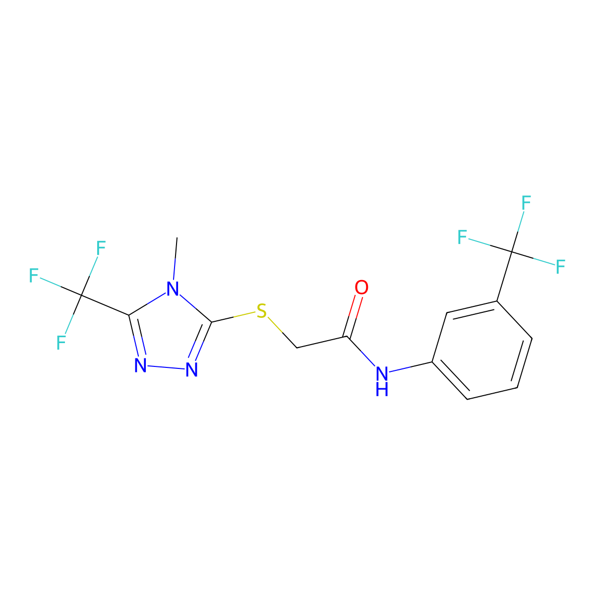 2-{[4-methyl-5-(trifluoromethyl)-4H-1,2,4-triazol-3-yl]sulfanyl}-N-[3-(trifluoromethyl)phenyl]acetamide molecular structure, CAS 329929-28-4