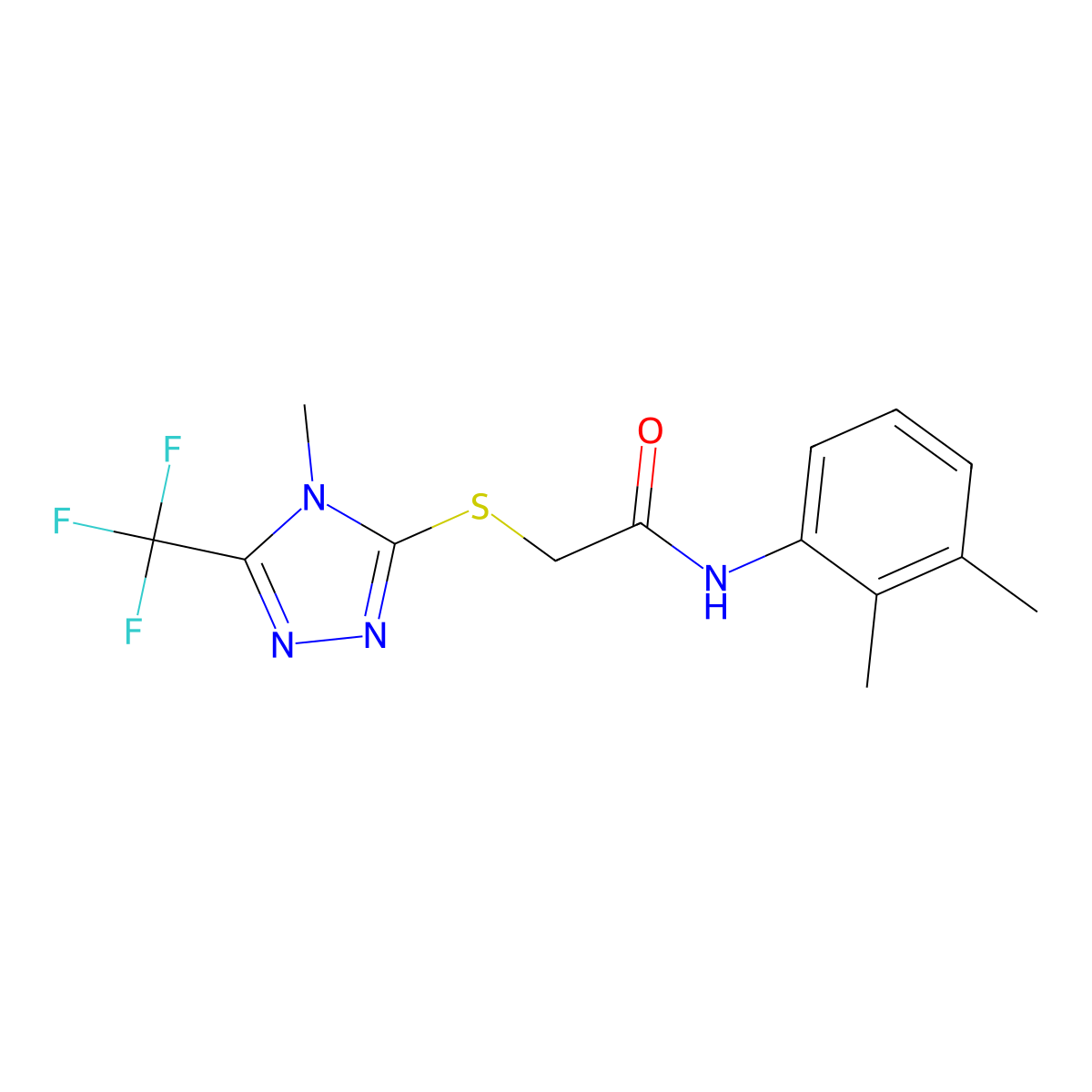 N-(2,3-dimethylphenyl)-2-{[4-methyl-5-(trifluoromethyl)-4H-1,2,4-triazol-3-yl]sulfanyl}acetamide molecular structure, CAS 329929-29-5