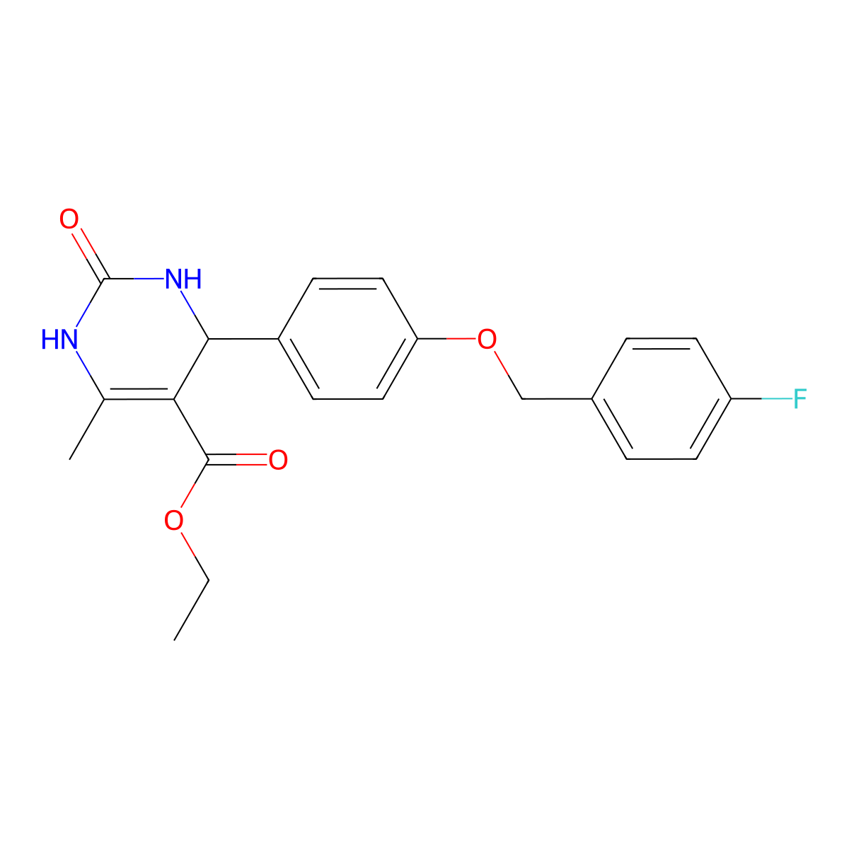 Ethyl 4-{4-[(4-fluorobenzyl)oxy]phenyl}-6-methyl-2-oxo-1,2,3,4-tetrahydro-5-pyrimidinecarboxylate molecular structure, CAS 329929-32-0