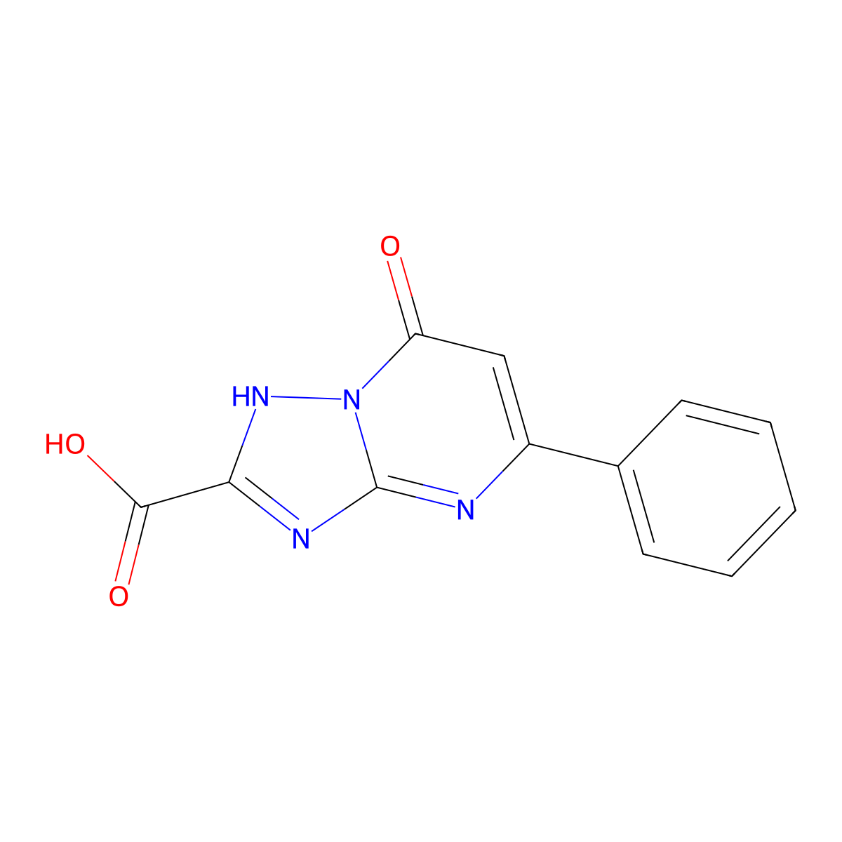 7-oxo-5-phenyl-4H,7H-(1,2,4)triazolo(1,5-a)pyrimidine-2-carboxylic acid molecular structure, CAS 329929-56-8