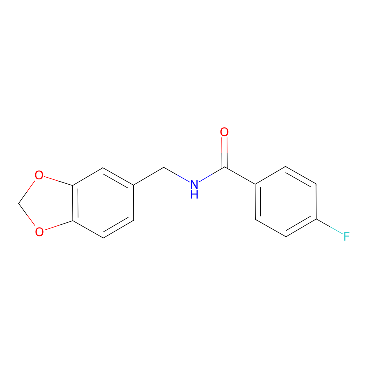N-(1,3-benzodioxol-5-ylmethyl)-4-fluorobenzamide molecular structure, CAS 329929-76-2