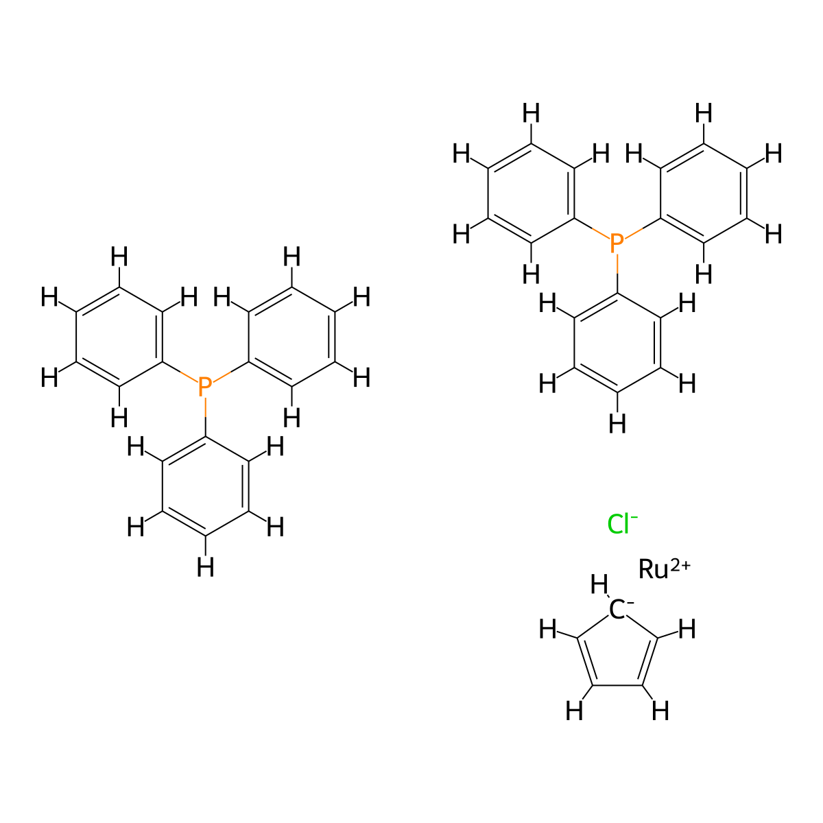 Chloro(eta5-cyclopentadienyl)bis(triphenylphosphine)ruthenium molecular structure, CAS 32993-05-8