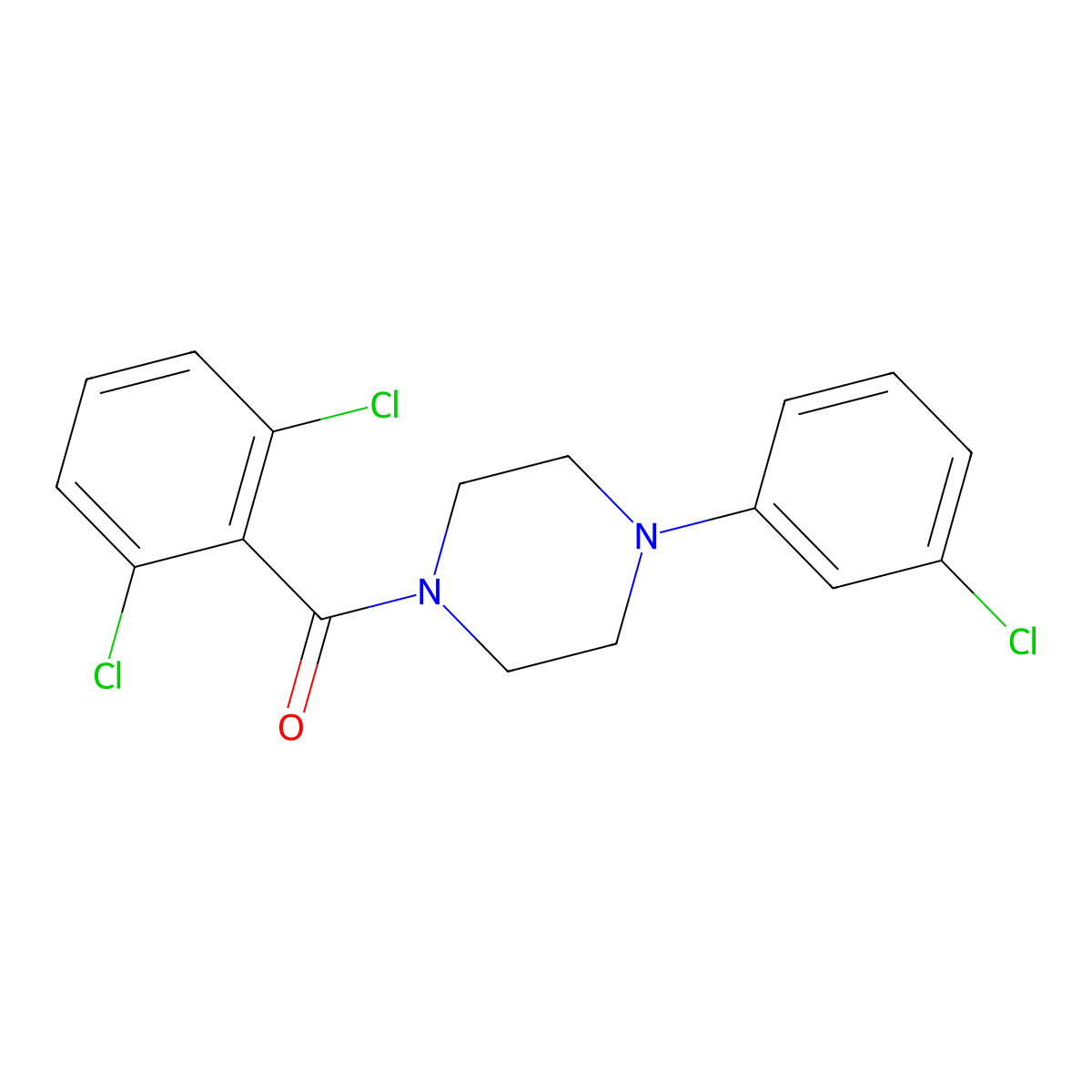 1-(3-Chlorophenyl)-4-(2,6-dichlorobenzoyl)piperazine molecular structure, CAS 329931-01-3