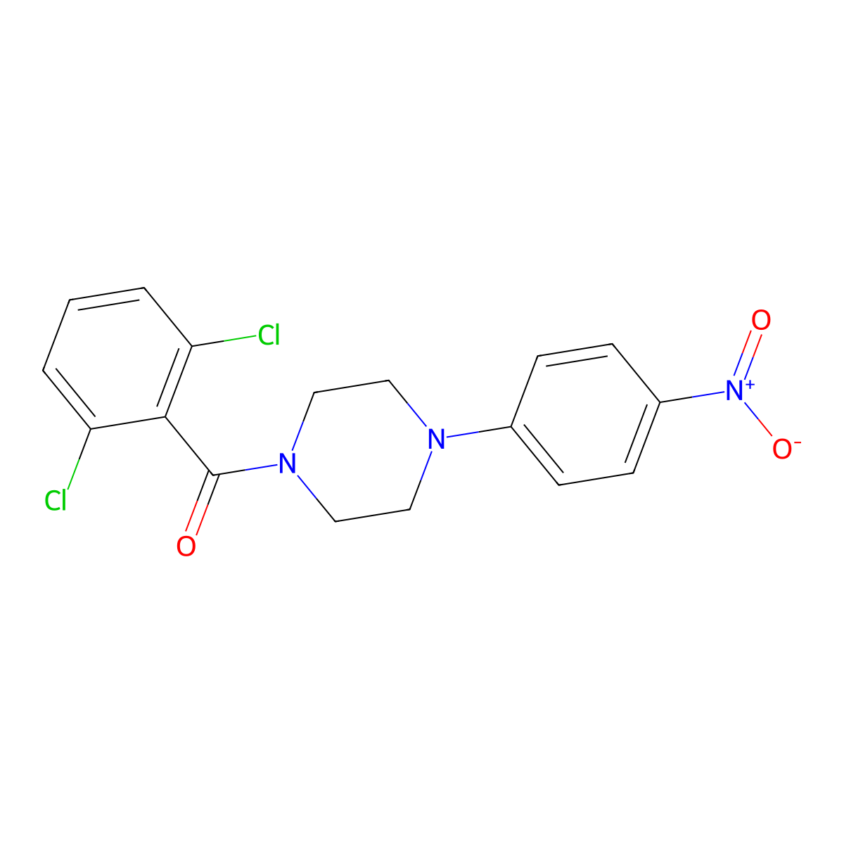 (2,6-Dichlorophenyl)-[4-(4-nitrophenyl)piperazin-1-yl]methanone molecular structure, CAS 329931-10-4