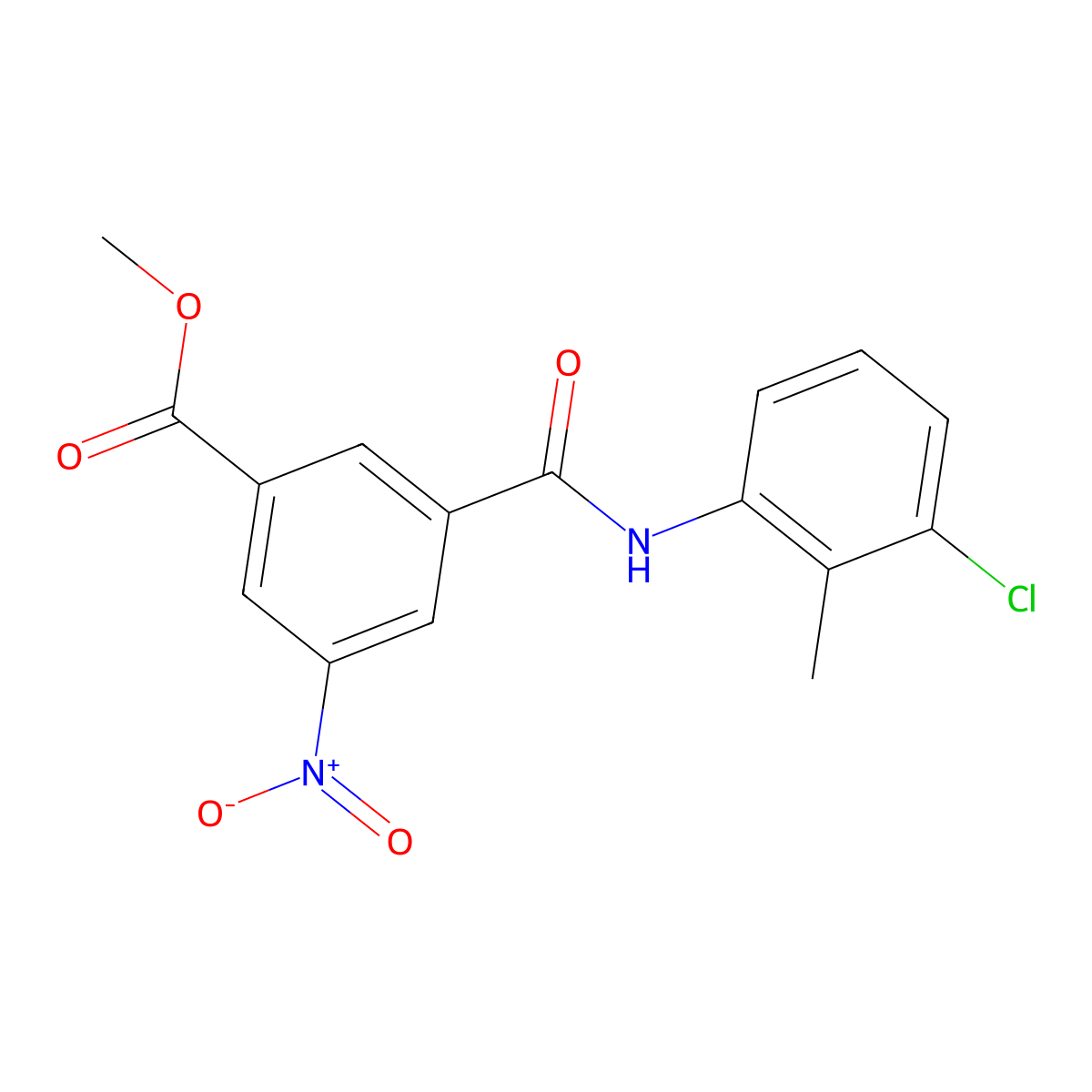 Methyl 3-[(3-chloro-2-methylphenyl)carbamoyl]-5-nitrobenzoate molecular structure, CAS 329931-77-3
