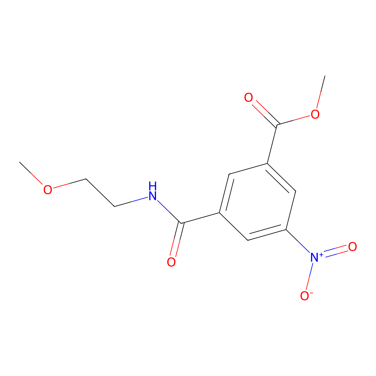 Methyl 3-((2-methoxyethyl)carbamoyl)-5-nitrobenzoate molecular structure, CAS 329931-91-1