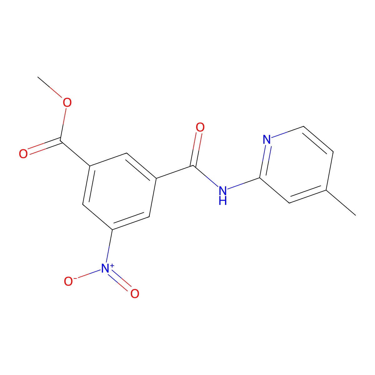 Methyl 3-[(4-methylpyridin-2-yl)carbamoyl]-5-nitrobenzoate molecular structure, CAS 329932-12-9