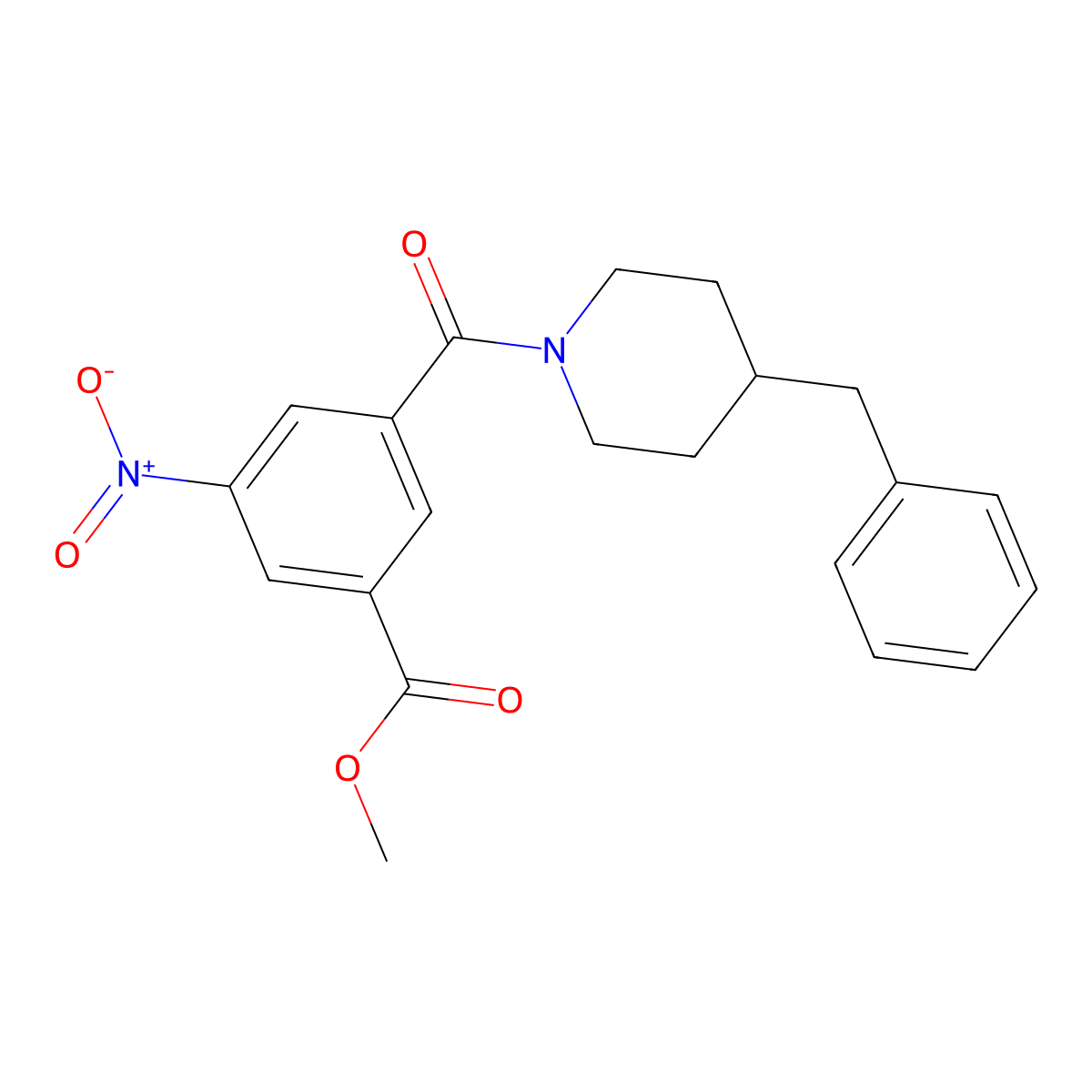 Methyl 3-(4-benzylpiperidine-1-carbonyl)-5-nitrobenzoate molecular structure, CAS 329932-17-4