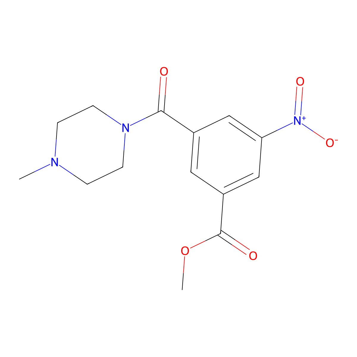 Methyl 3-(4-methylpiperazine-1-carbonyl)-5-nitrobenzoate molecular structure, CAS 329932-25-4